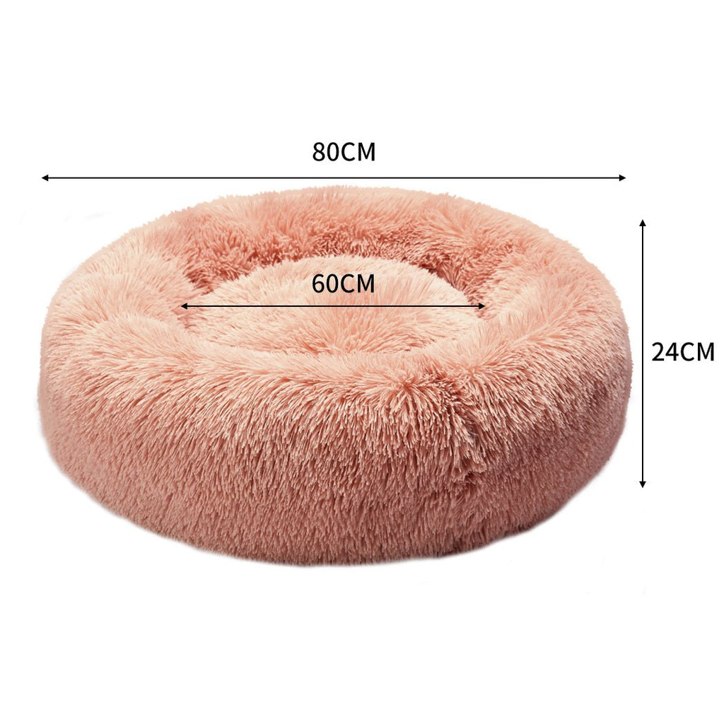 PaWz Soft Plush Donut Calming Bed - Pink - XL