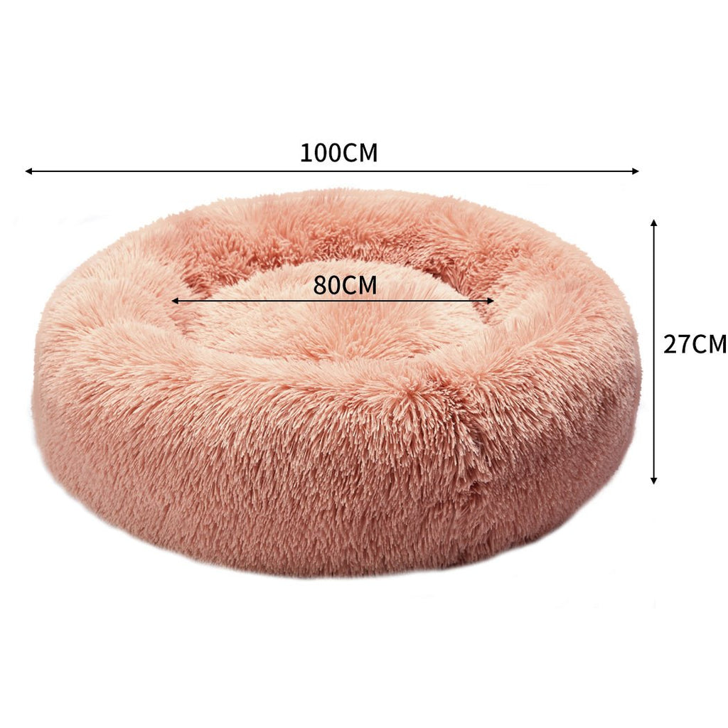 PaWz Soft Plush Donut Calming Bed - Pink - XXL