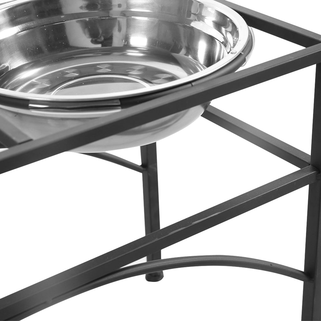 PaWz Dual Elevated Stainless Steel Dog Feeder Water Bowl Stand - M