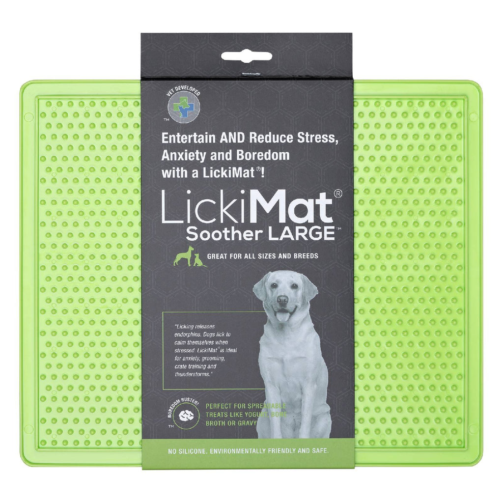 Lickimat Soother Original Slow Food Licking Mat for Cats & Dogs XLarge - Green