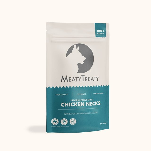 Meaty Treaty Freeze Dried Australian Chicken Necks Cat & Dog Treats - 100g