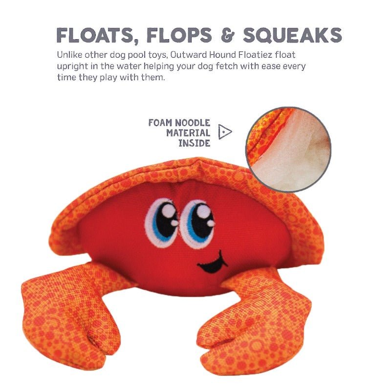 Outward Hound Floatiez Crab Floating Squeaker Dog Toy