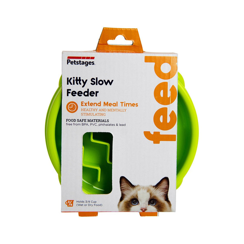 Petstages Kitty Slow Feeder Cat Bowl - Green - X-Small