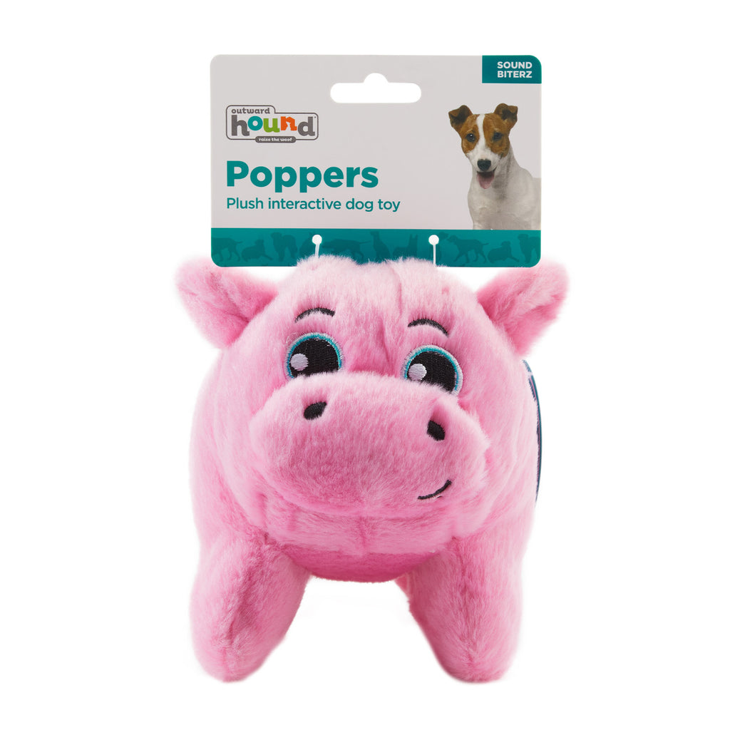 Outward Hound Tail Poppers Plush Dog Toy - Pig