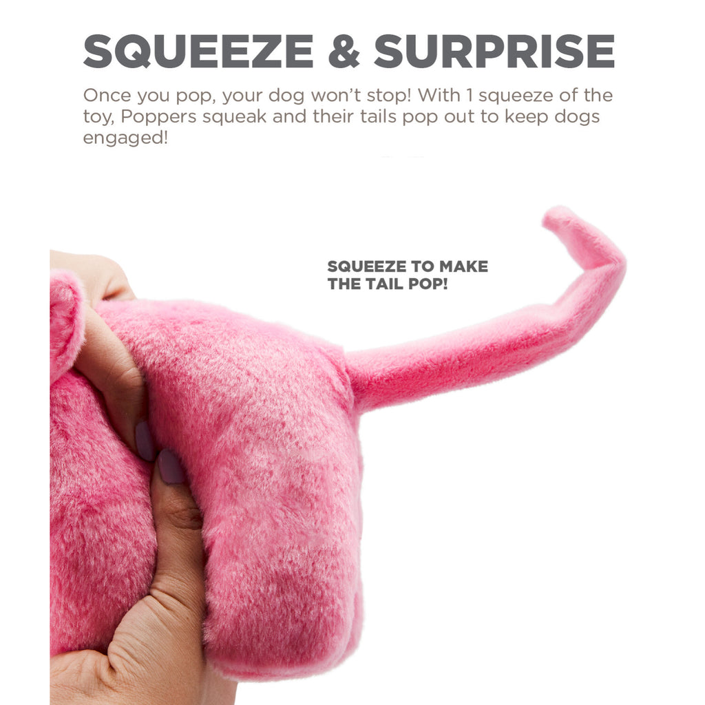 Outward Hound Tail Poppers Plush Dog Toy - Pig