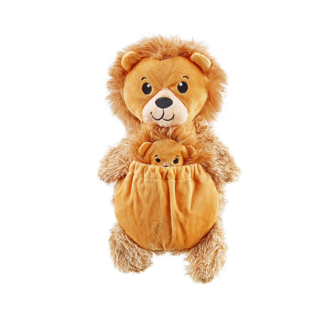 Charming Pet Pouch Pals Plush Dog Toy - Lion with Baby in Pouch