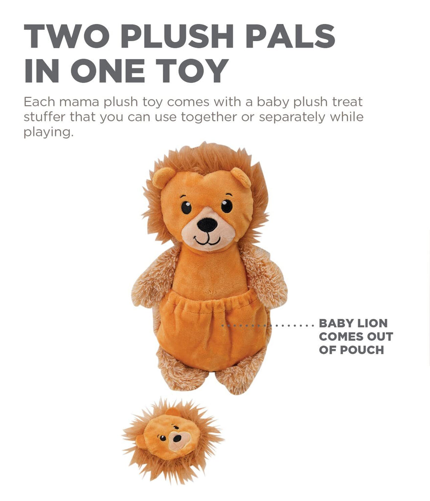 Charming Pet Pouch Pals Plush Dog Toy - Lion with Baby in Pouch