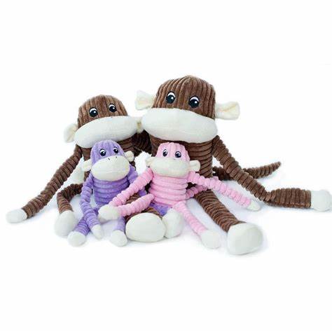 Zippy Paws Spencer the Crinkle Monkey Long Leg Plush Dog Toy - Purple