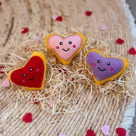 Zippy Paws Valentine's Miniz Plush Squeaker Dog Toys - Heart Cookies - 3 Pack