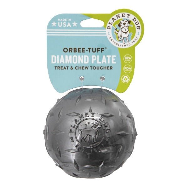Planet Dog Orbee-Tuff Diamond Plate Treat-Dispensing Dog Toy - Silver