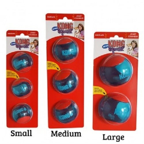 KONG Squeezz Action Red - Various Sizes - 3 Balls/3 Packs