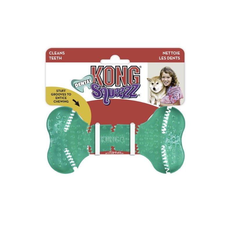 KONG Squeezz Dental Bone Rubber Dog Toy - 3 Units