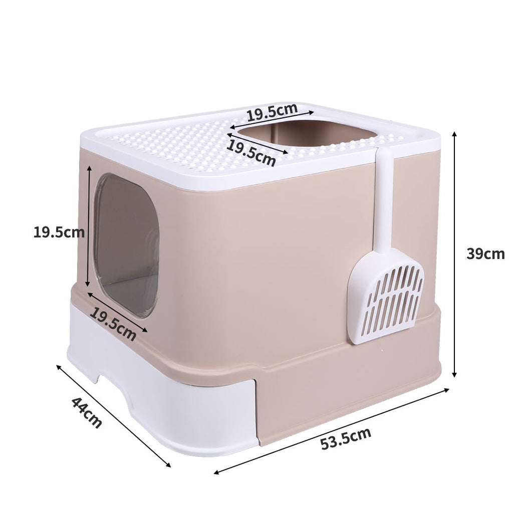 PaWz Cat Litter Box Fully Enclosed Kitty Toilet Trapping Odor Control Basin Coffee