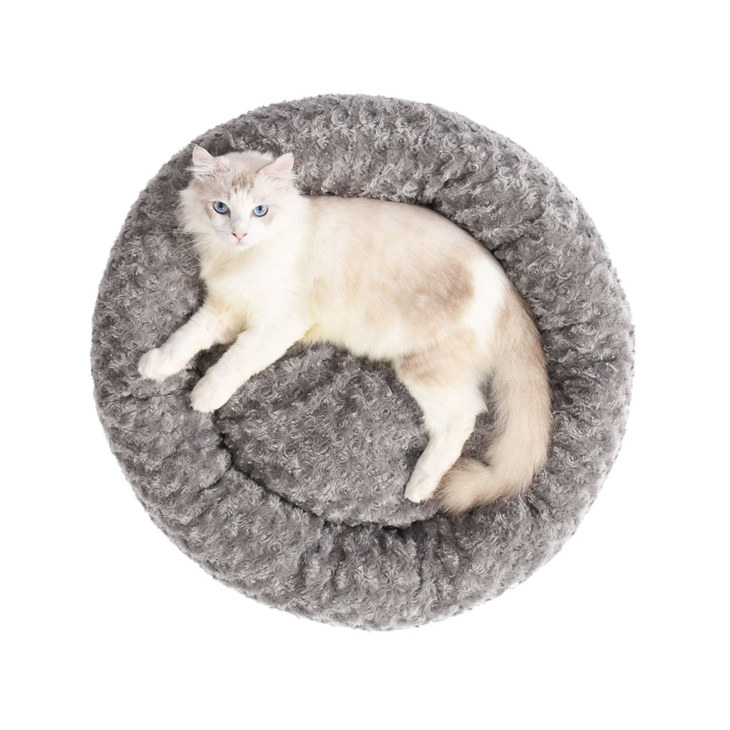 Pet Bed Dog Cat Nest Calming Donut Mat Soft Plush Kennel Cave Deep Sleeping L
