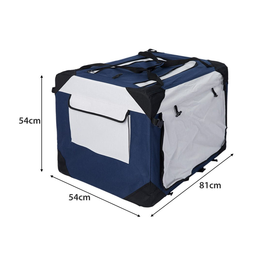 Pet Carrier Dog Puppy Spacious Travel Portable Crate - Blue - L