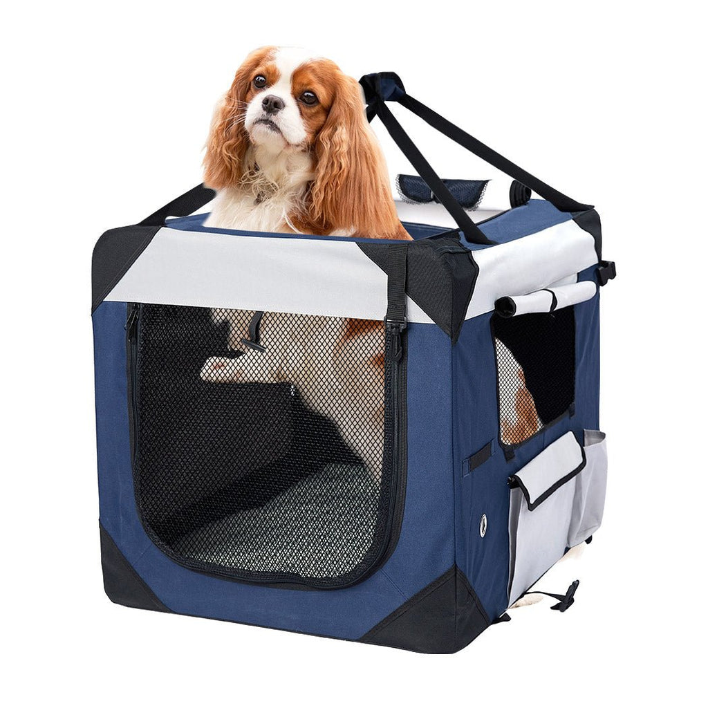 Pet Carrier Dog Puppy Spacious Travel Portable Crate - Blue - XL