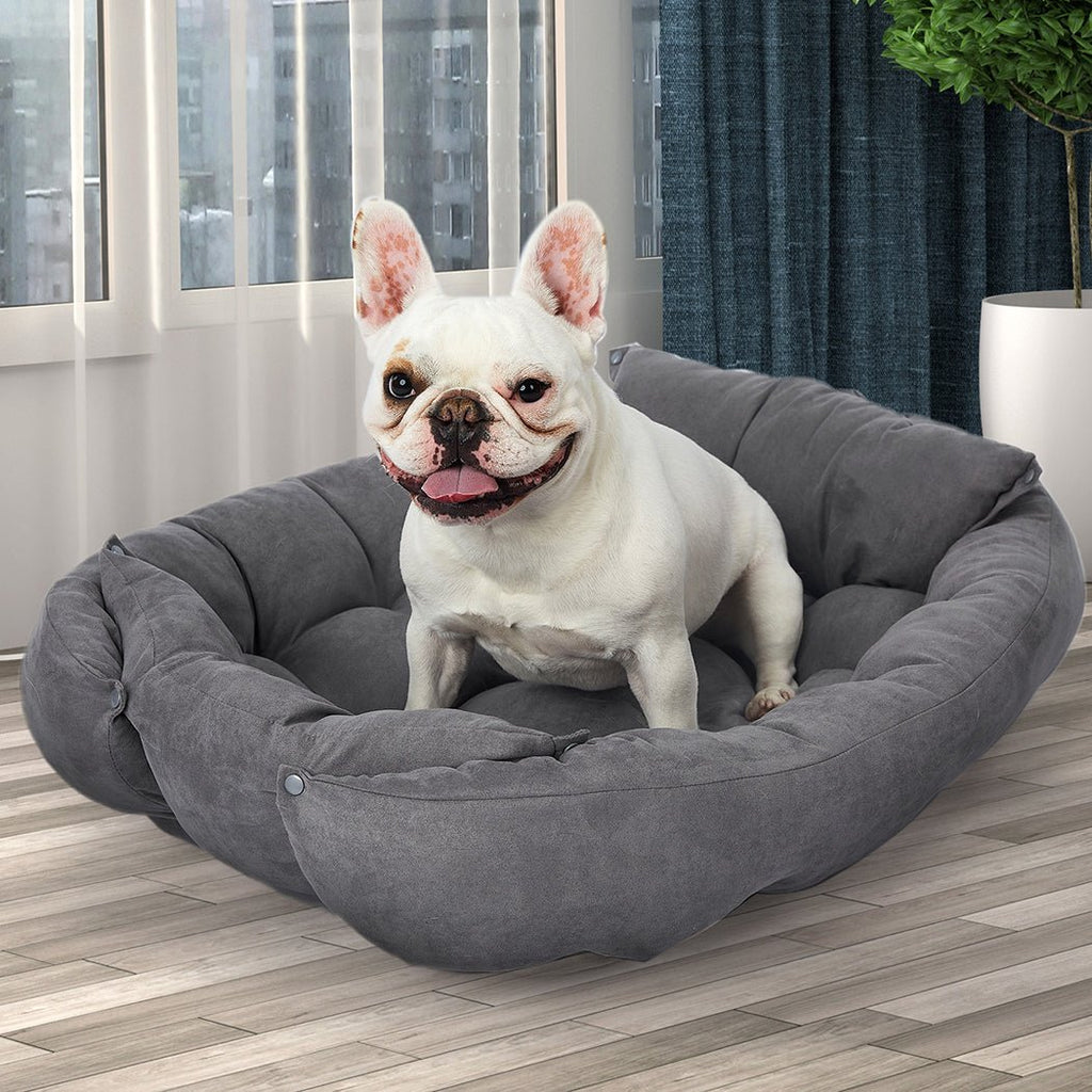 PaWz 2 Way Use Dog & Cat Soft Warm Pet Bed - Grey - M