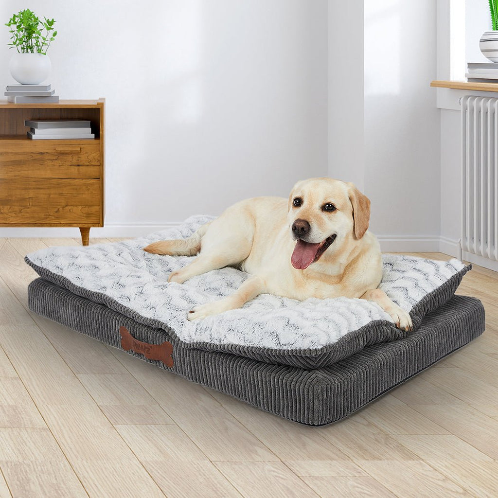 Dog Calming Bed Warm Soft Plush Comfy Sleeping Kennel Cave Memory Foam Mattress XL