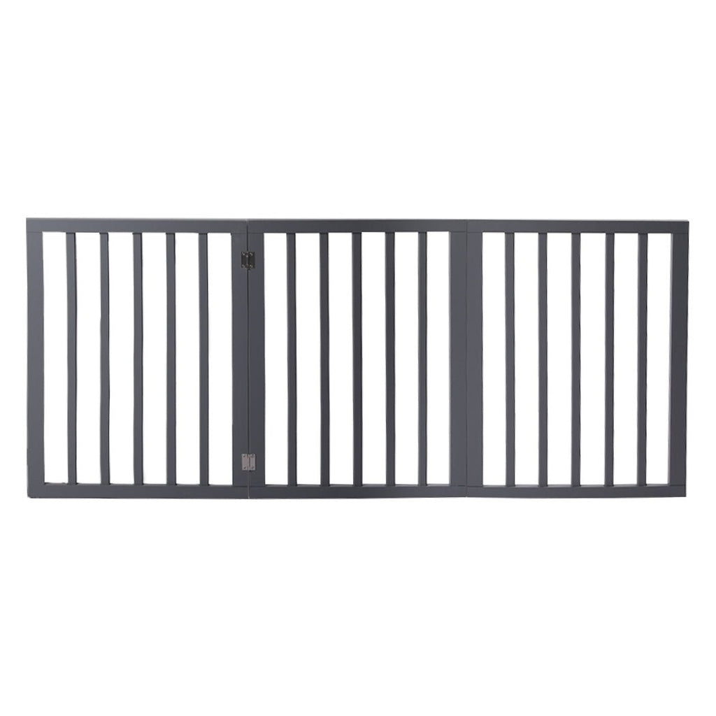 PaWz Wooden 3 Panels Pet Dog Gate - Grey