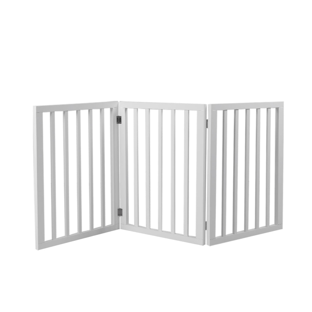 PaWz Wooden 3 Panels Pet Dog Gate - White