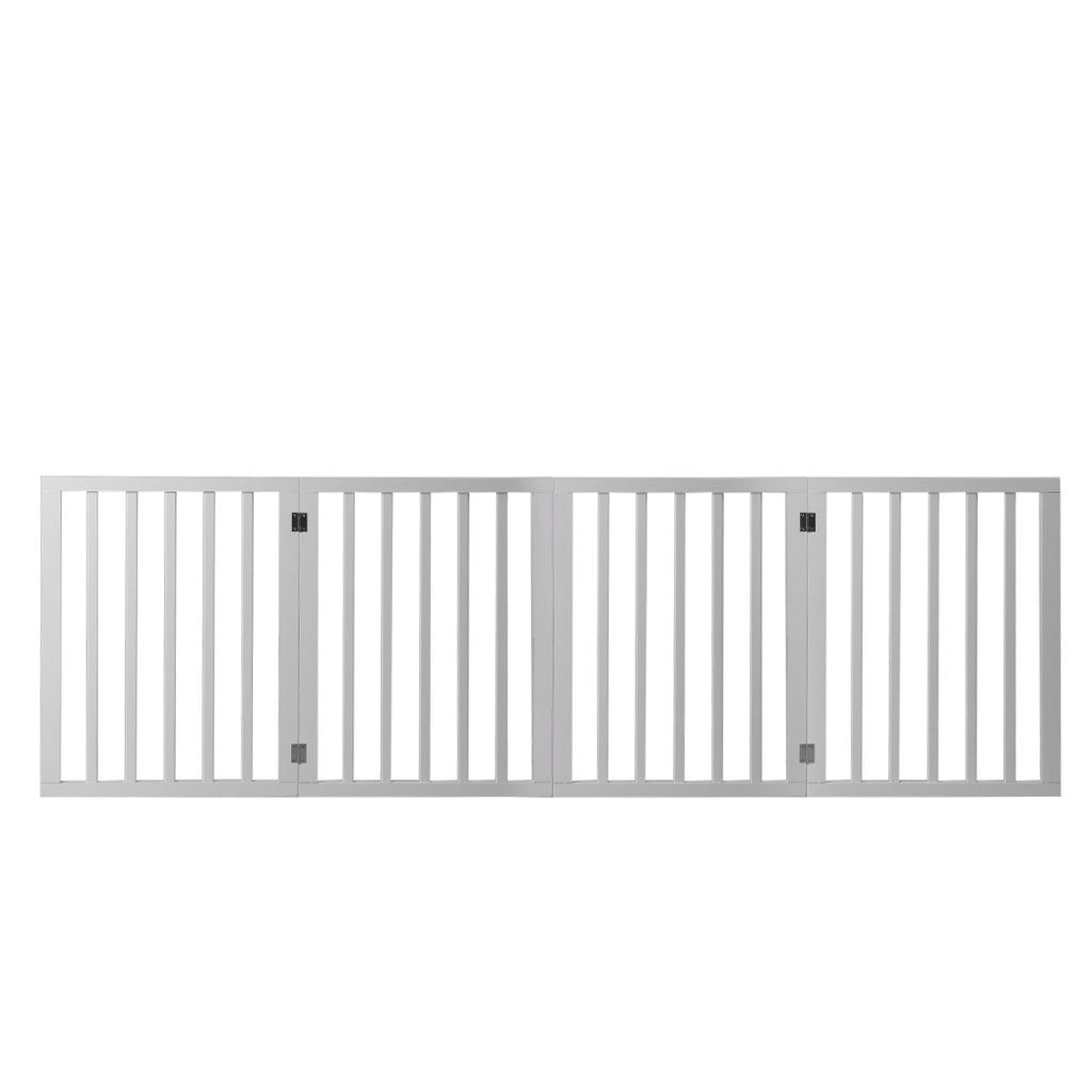 PaWz Wooden 4 Panels Pet Dog Gate - White
