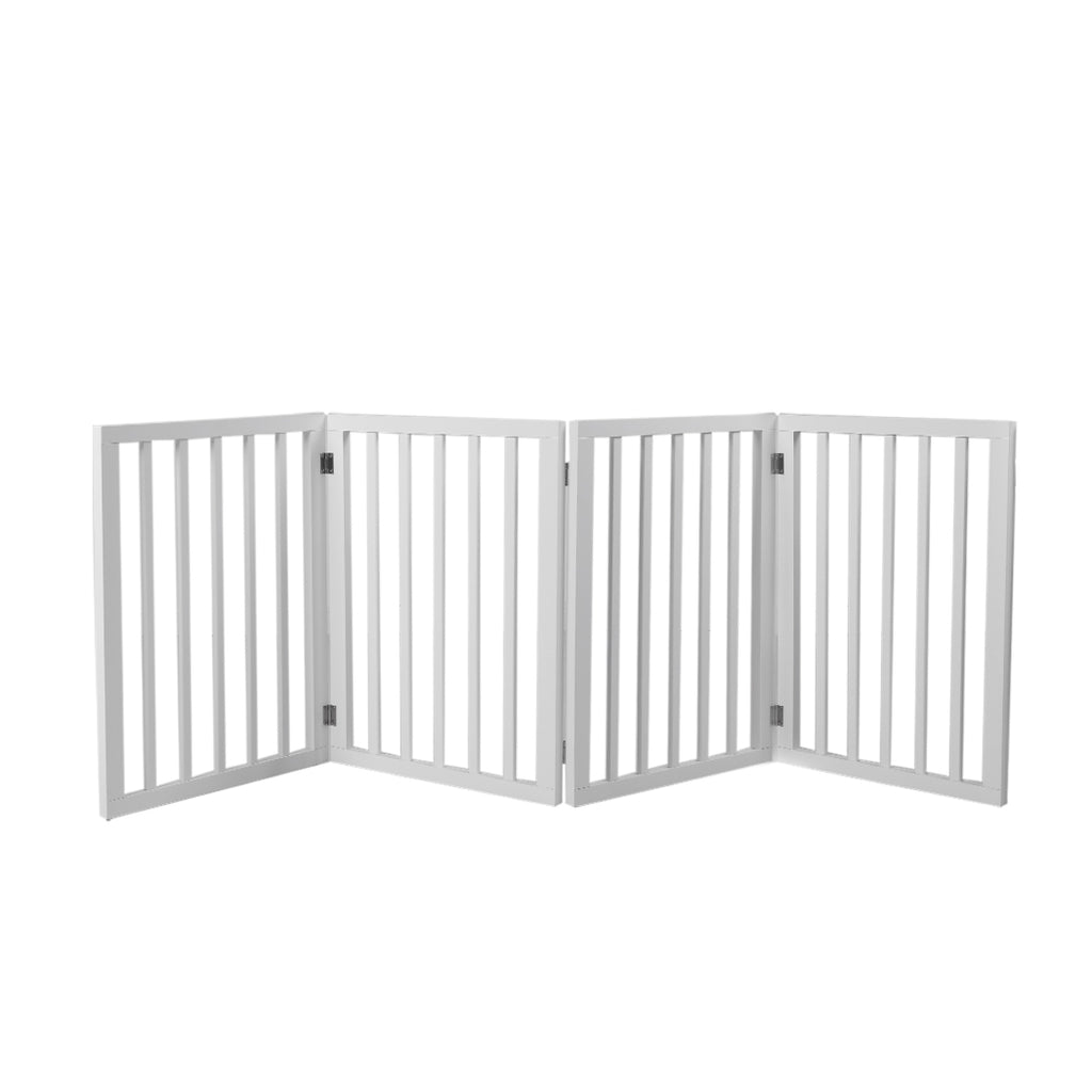 PaWz Wooden 4 Panels Pet Dog Gate - White