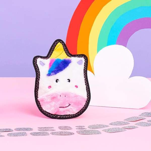 Zippy Paws Tough Z-Stitch Squeaker Dog Toy with No Stuffing - Unicorn