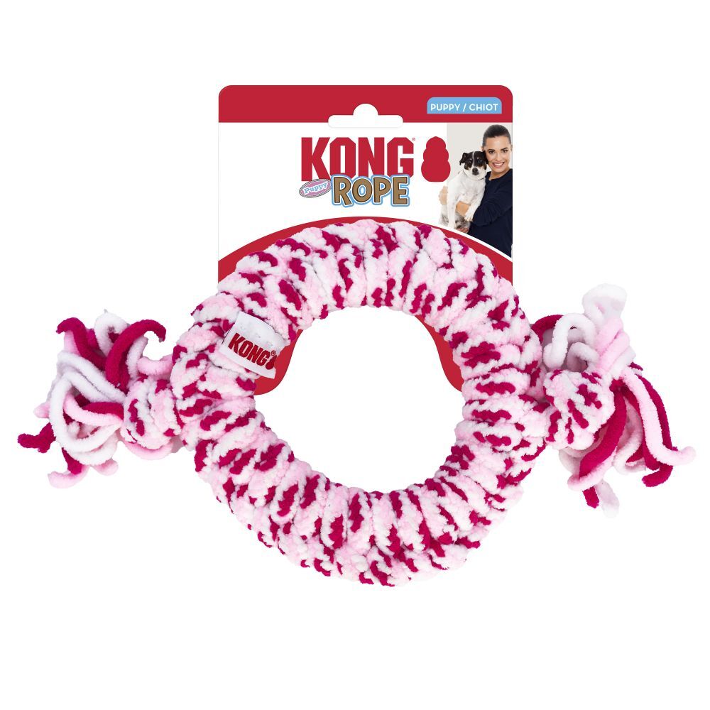 KONG Rope Ring Fetch & Tug Dog Toy for Puppies - Assorted Colours - 3 Units