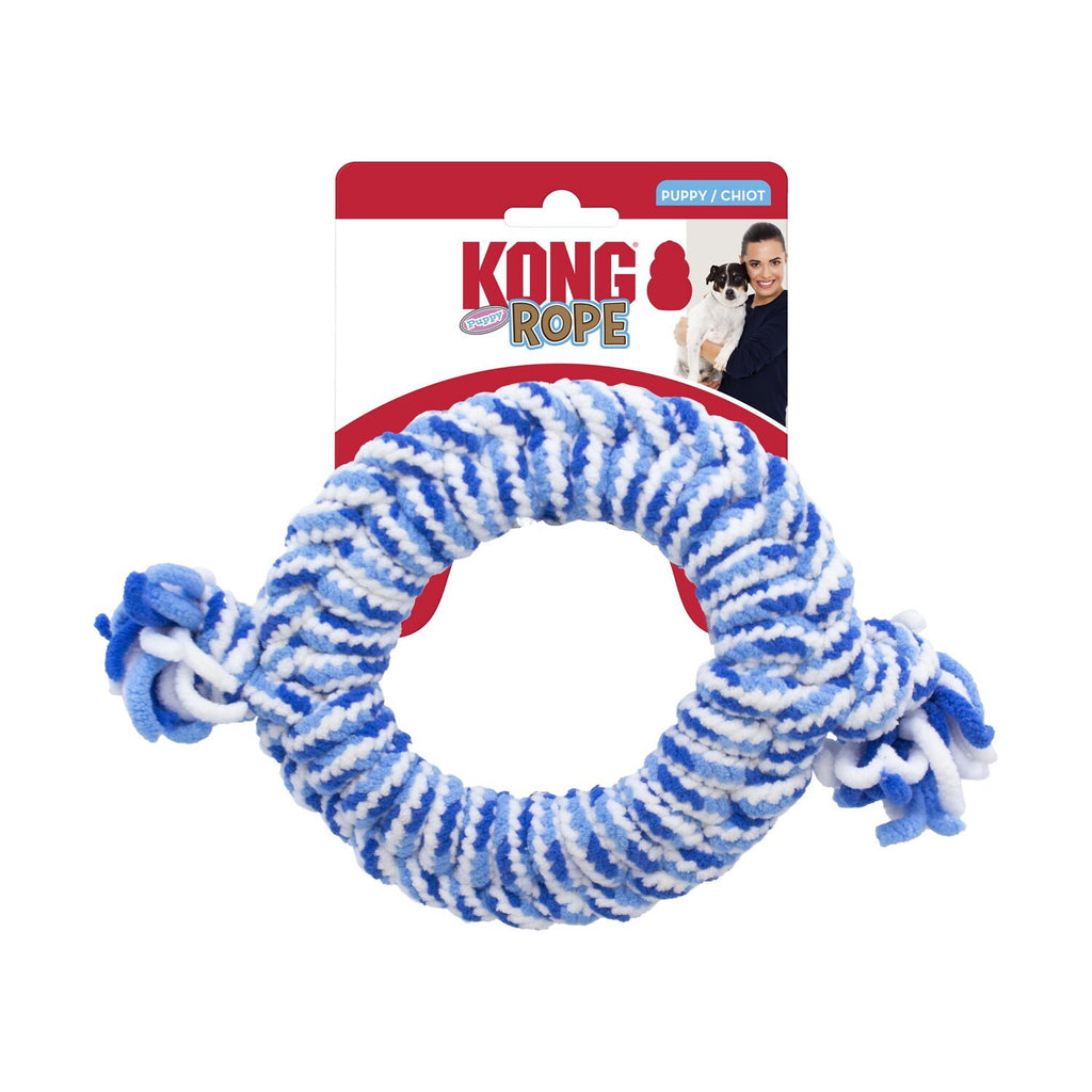 KONG Rope Ring Fetch & Tug Dog Toy for Puppies - Assorted Colours - 3 Units
