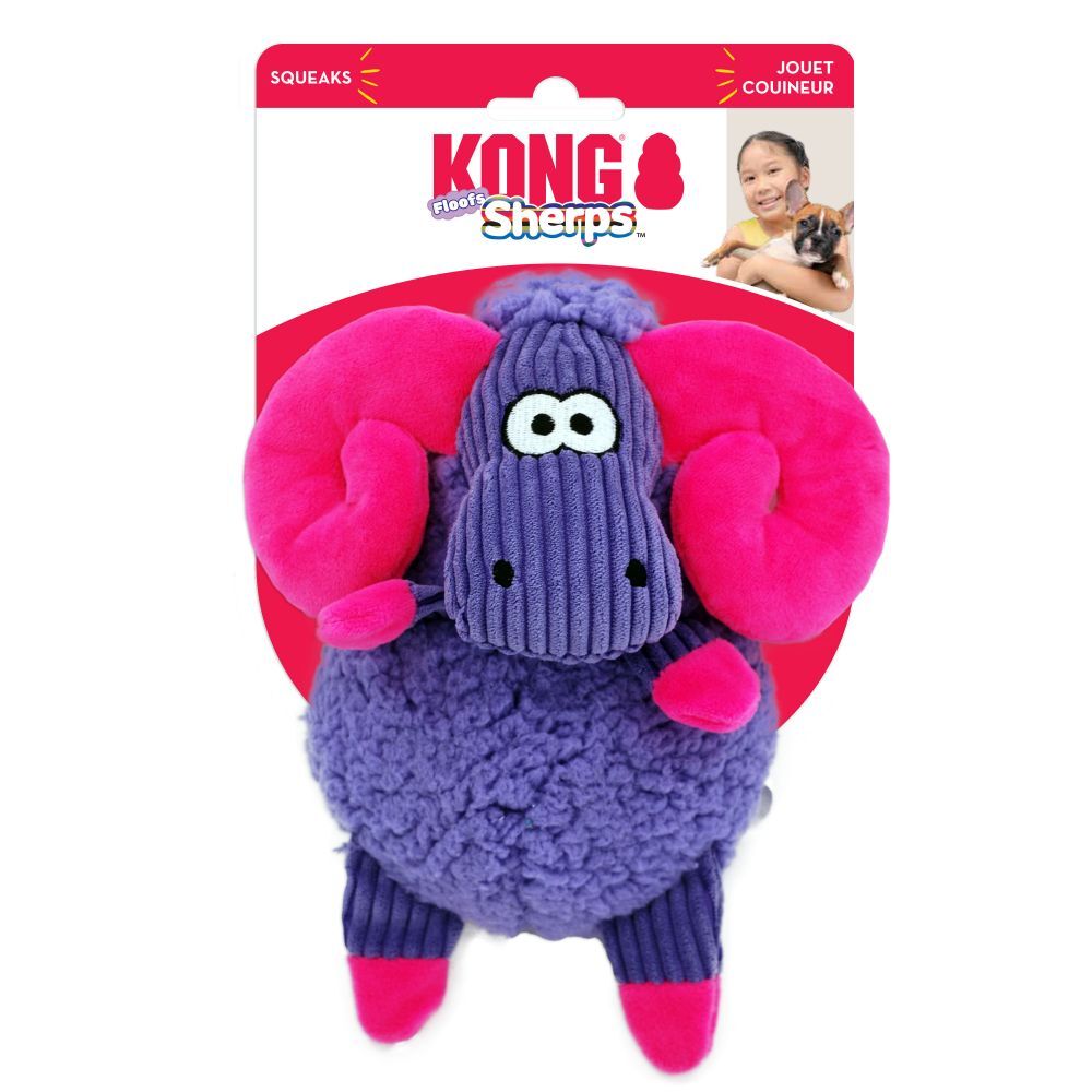 KONG Sherps Floofs Big Horn Plush Squeaker Dog Toy - 3 Units