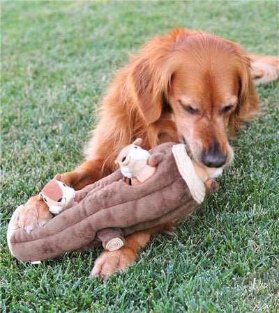 Zippy Paws Interactive Burrow Dog Toy - 3 Chipmunks in a Log