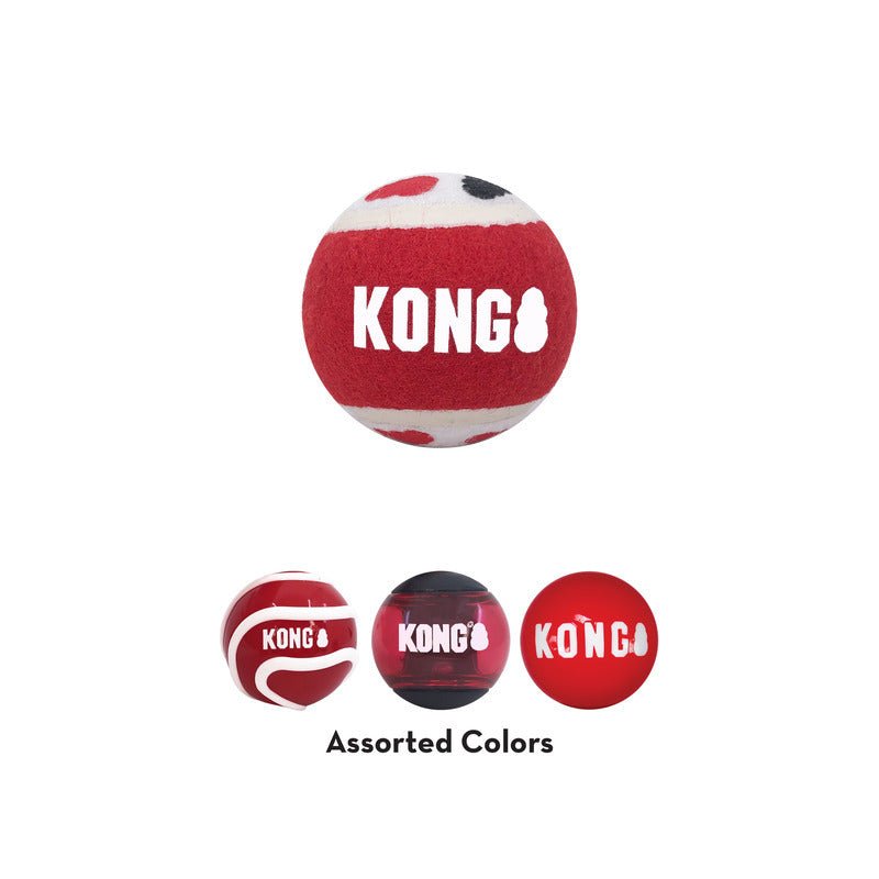 3 x KONG Signature Balls Fetch Dog Toys - Medium - 3 x 4 Pack