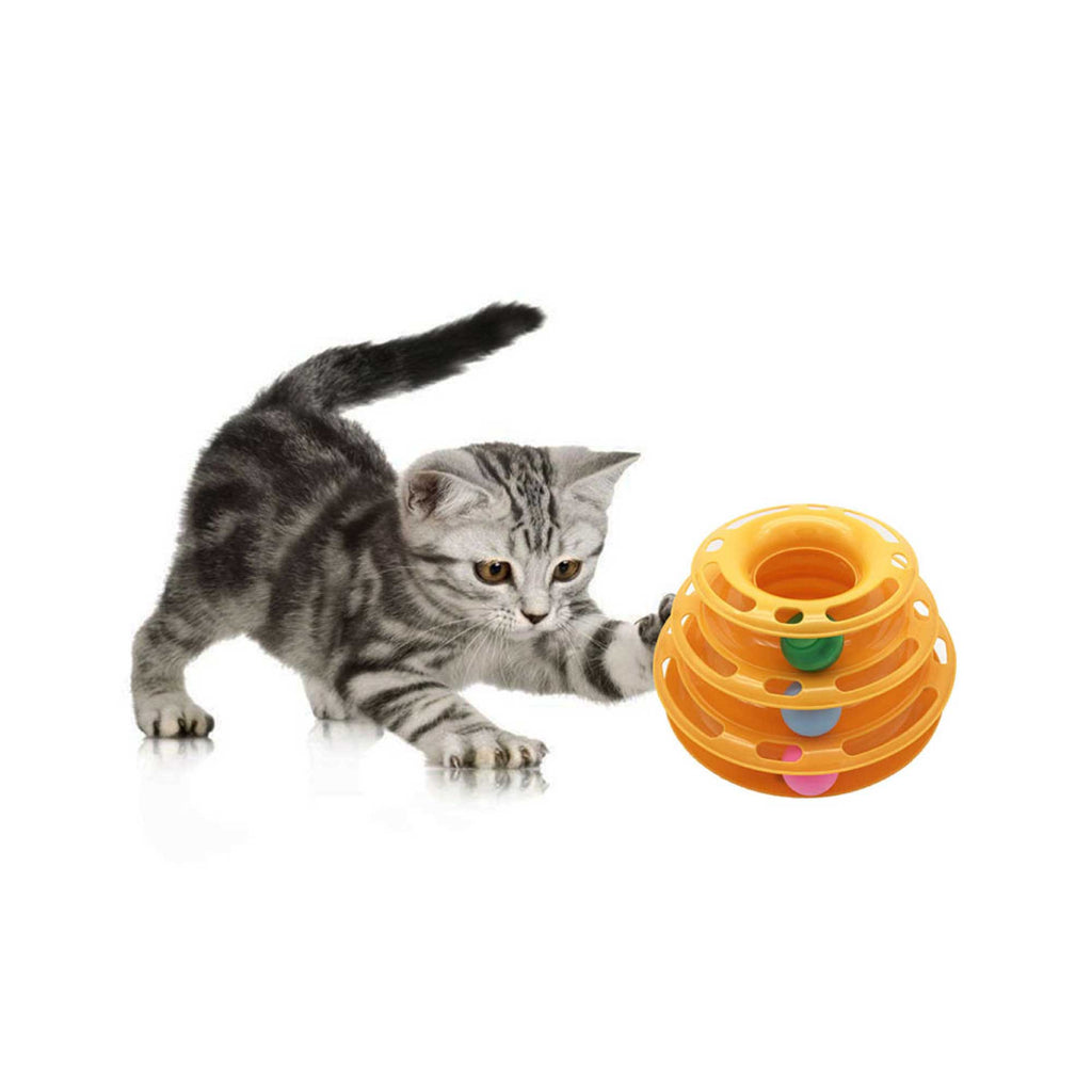 Interactive Cat Track Tower 3 Level LED Ball with Light Toy