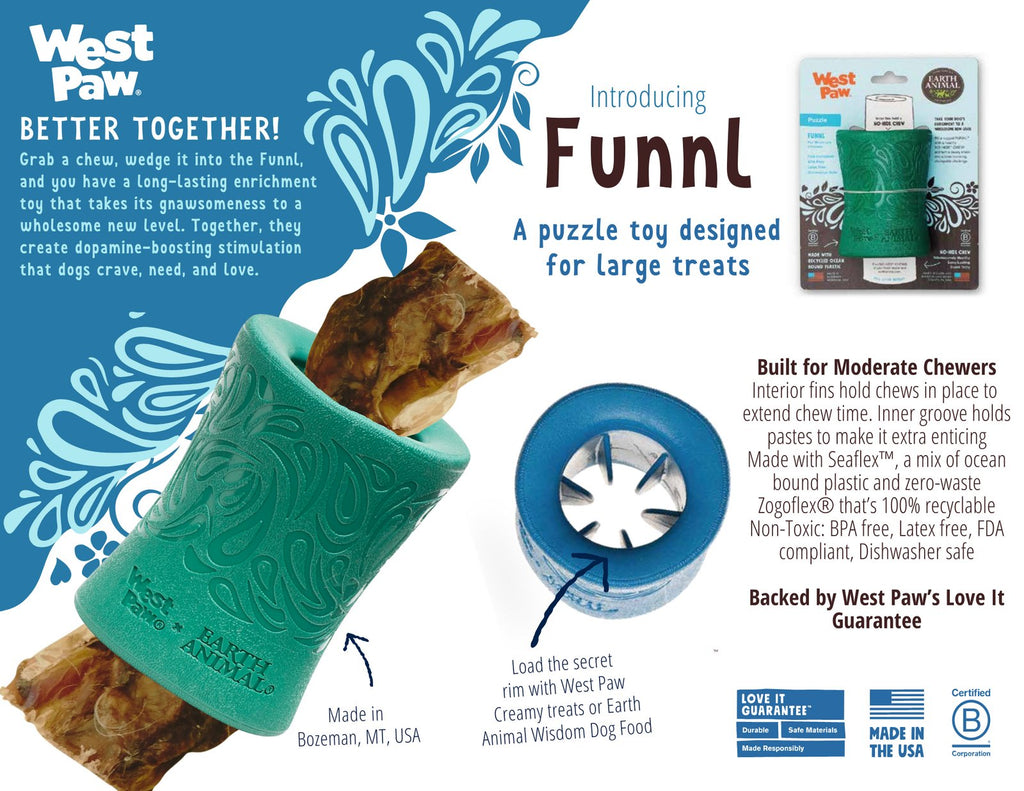 West Paw Funnl Dog Treat & Chew Hiding Toy for Moderate Chewers