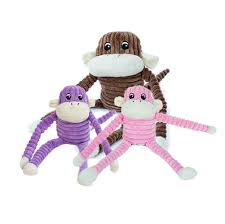 Zippy Paws Spencer the Crinkle Monkey Long Leg Plush Dog Toy - Brown - Large