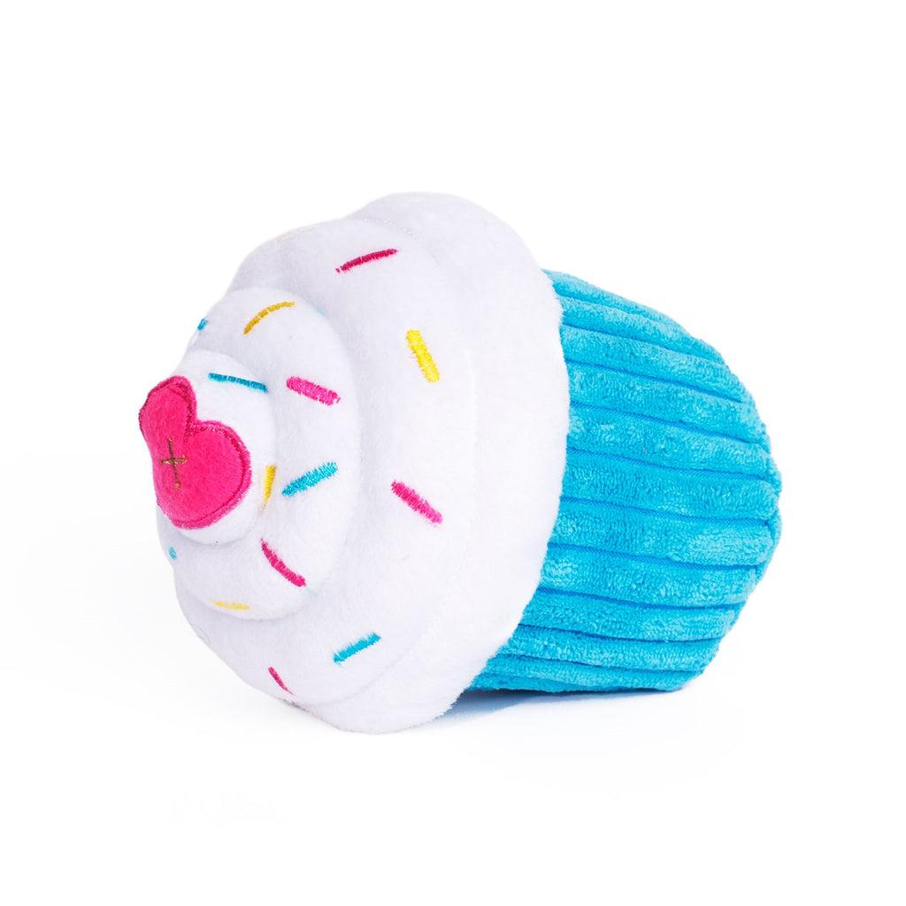 Zippy Paws Plush Squeaker Dog Toy - Cupcake - Blue