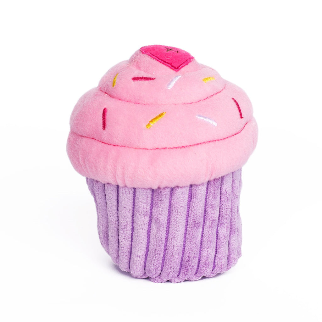 Zippy Paws Plush Squeaker Dog Toy - Cupcake - Pink