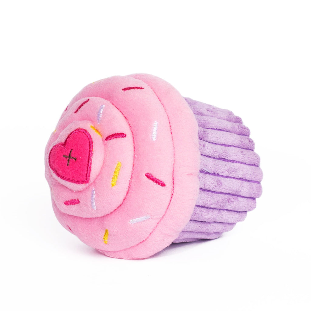 Zippy Paws Plush Squeaker Dog Toy - Cupcake - Pink