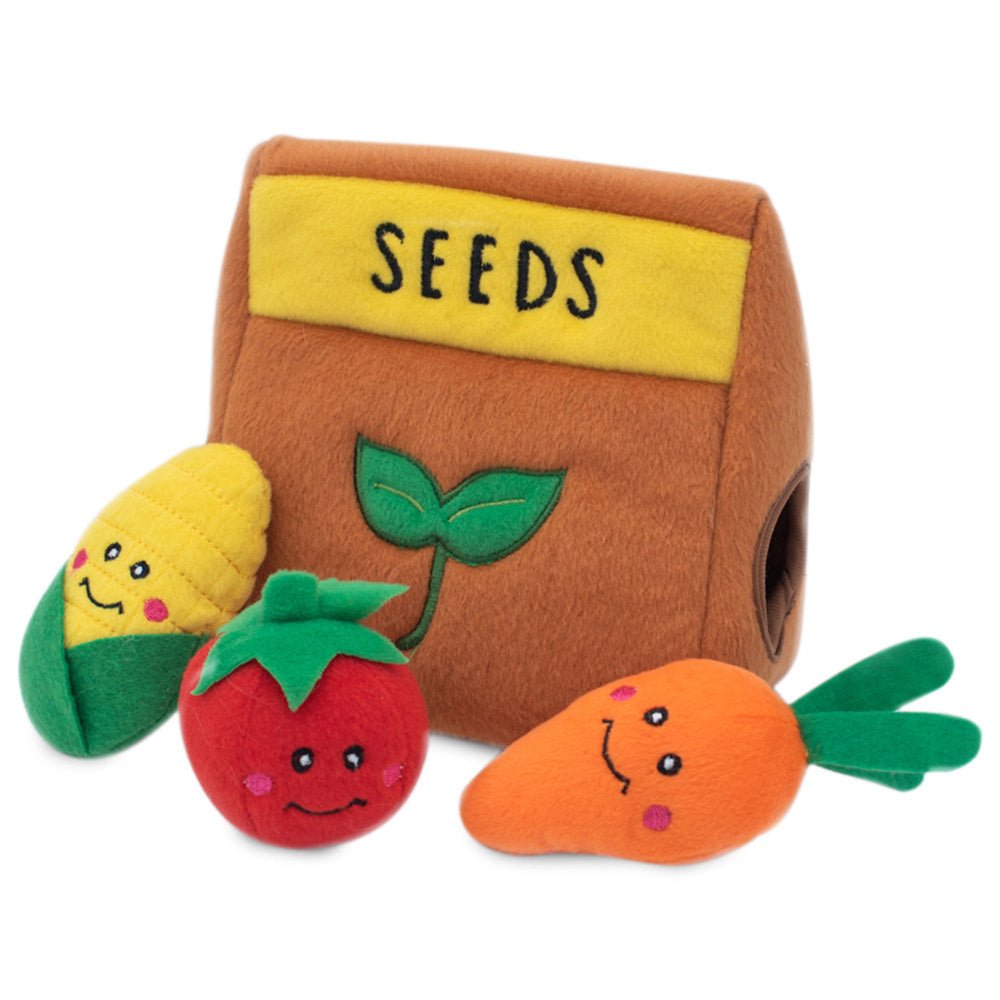 Zippy Paws Zippy Burrow Interactive Dog Toy - Seed Packet + 3 Veggies