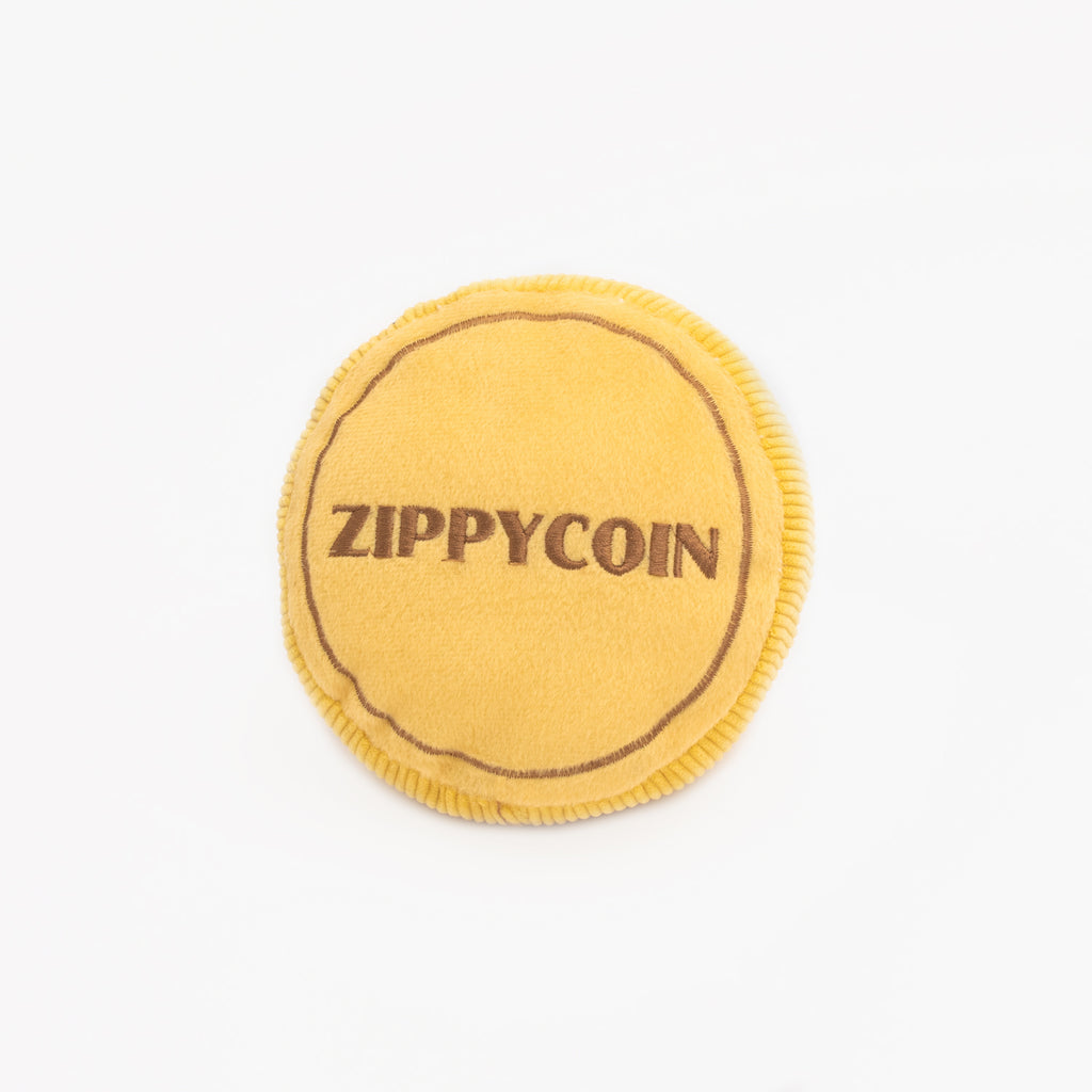 Zippy Paws Plush Squeaker Dog Toy - Squeakie Pattiez Zippy Bit Coin