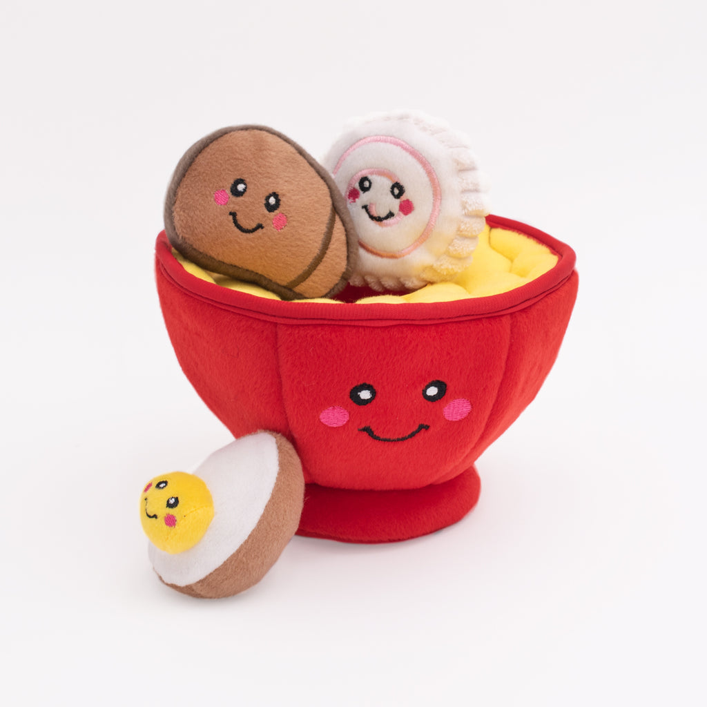 Zippy Paws Burrow Interactive Dog Toy - Ramen Bowl with 3 Squeaker Toys