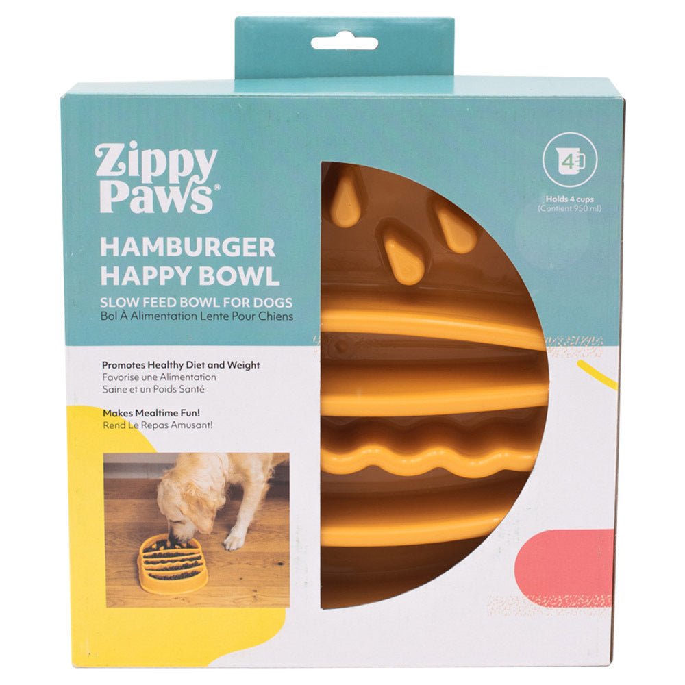 Zippy Paws Happy Bowl Interactive Slow Food Dog Bowl - Burger