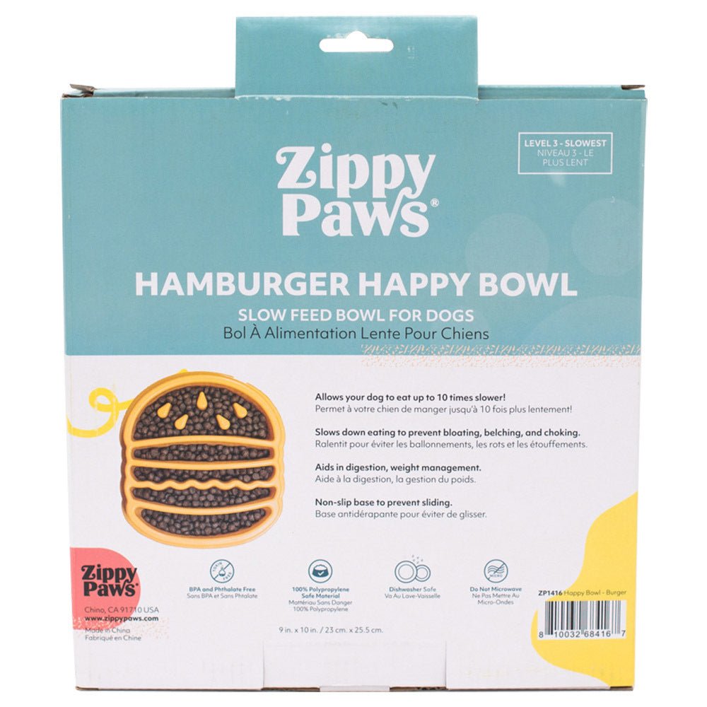 Zippy Paws Happy Bowl Interactive Slow Food Dog Bowl - Burger