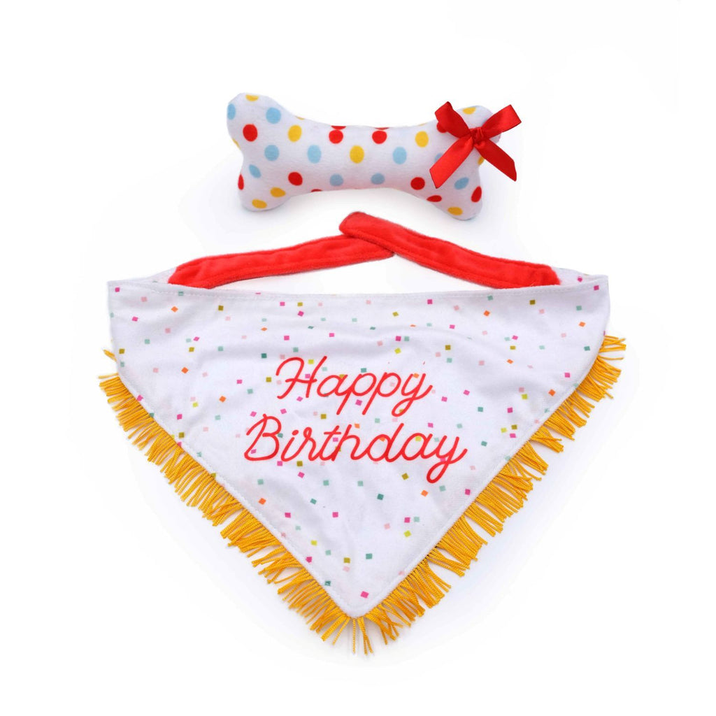 Zippy Paws Birthday Gift Set for Dogs - Bandana & Bone - 2 Pack
