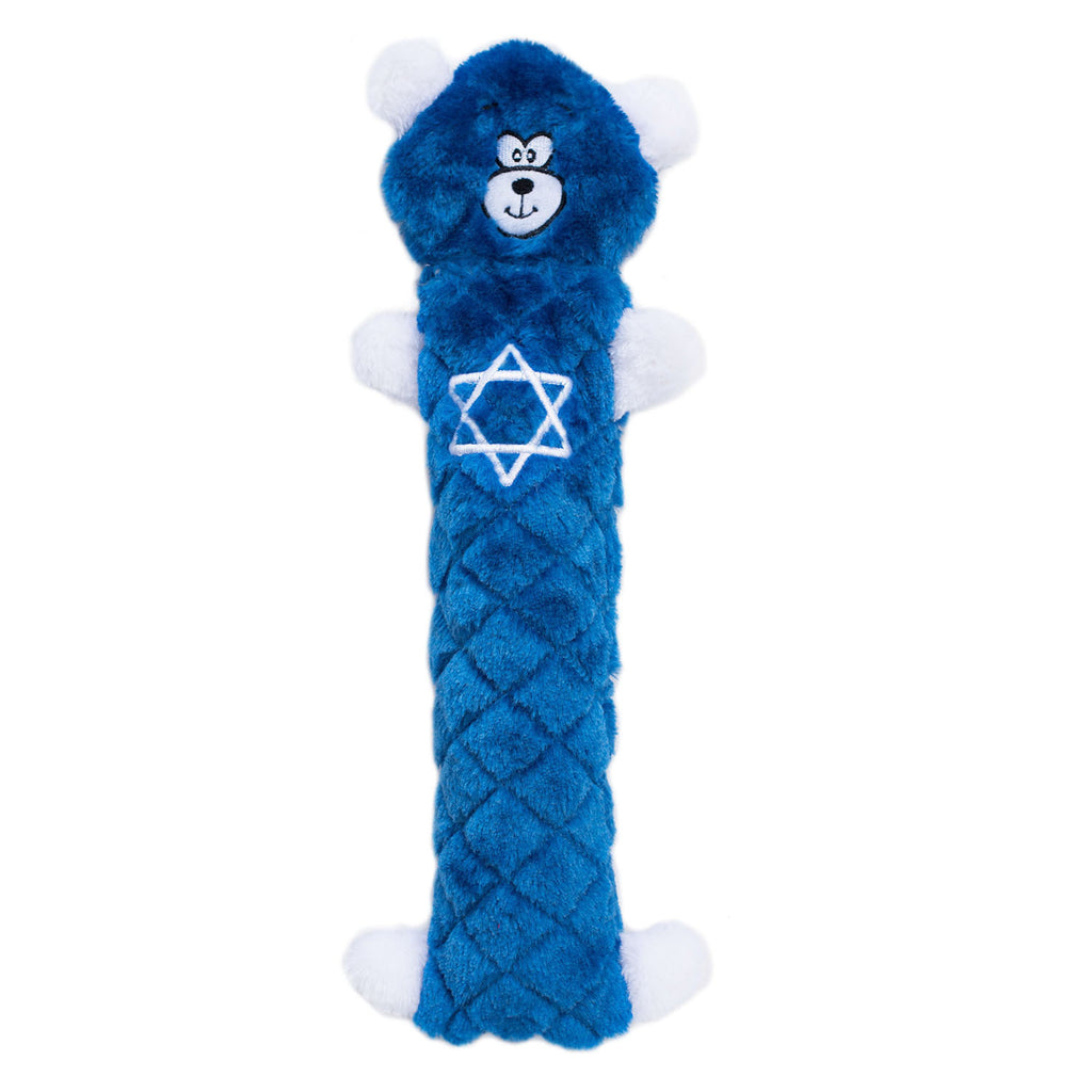 Zippy Paws Plush Squeaker Dog Toy - Hanukkah Jigglerz - Blue Bear