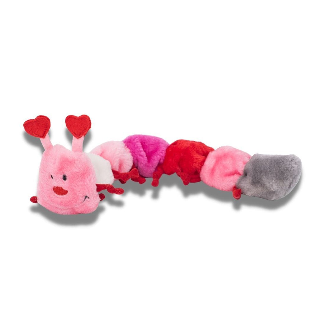 Zippy Paws Valentine's Caterpillar Low Stuffing Squeaker Dog Toy