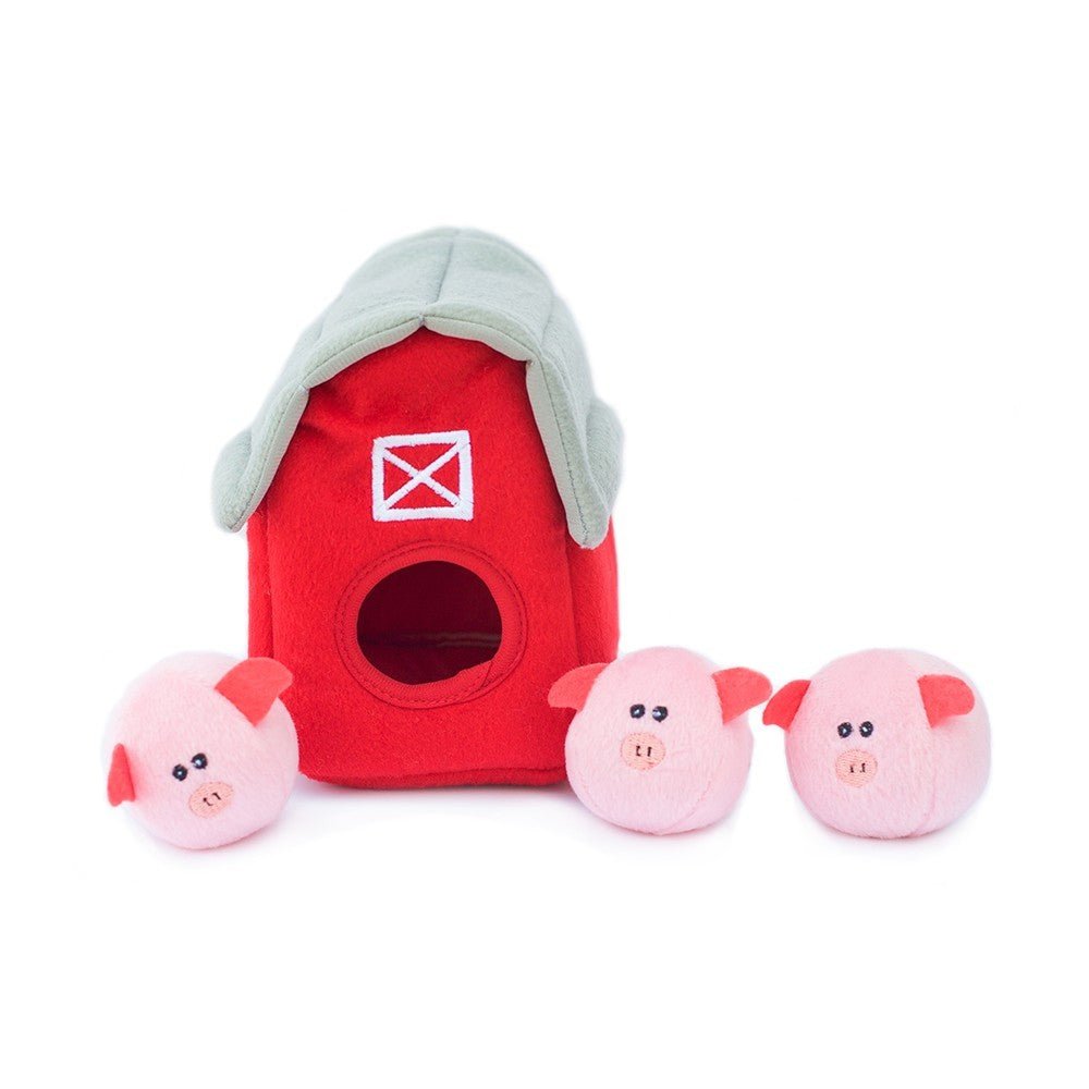 Zippy Paws Burrow Bubble Babiez Interactive Squeaker Dog Toy - Pig Barn