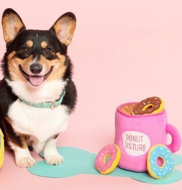 Zippy Paws Burrow Interactive Dog Toy - Coffee and Donutz with 3 Squeaky Donuts