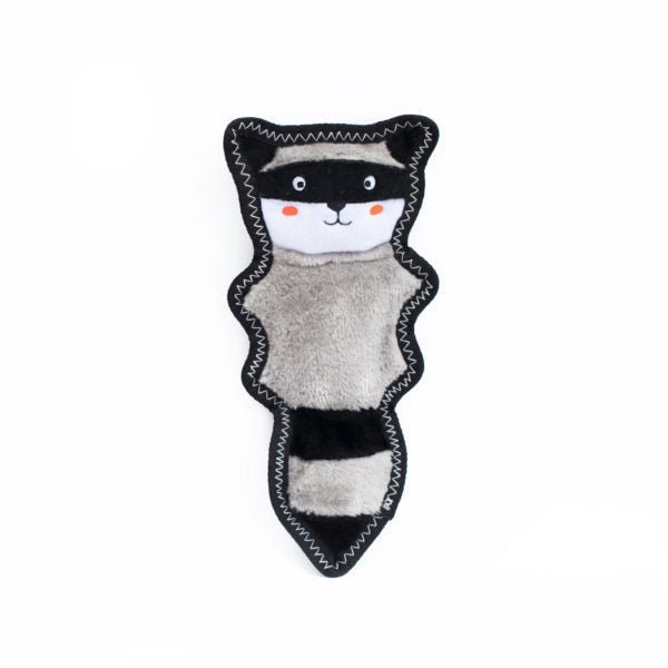 Zippy Paws Skinny Peltz No Stuffing Squeaker Dog Toy - Raccoon