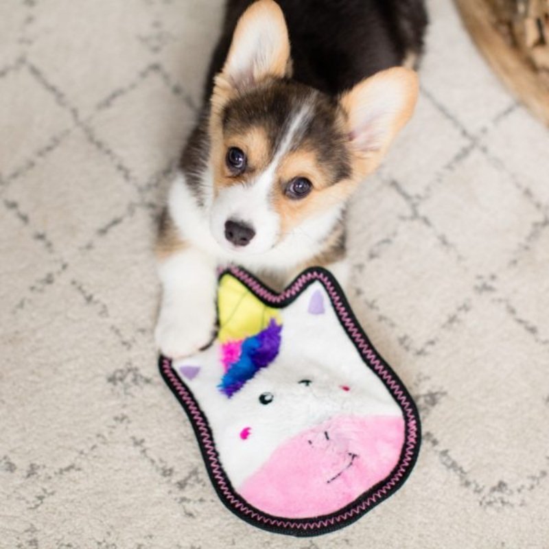 Zippy Paws Tough Z-Stitch Squeaker Dog Toy with No Stuffing - Unicorn